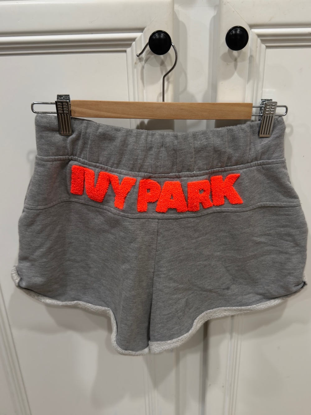 IVY PARK Gray Women's Terry Shorts with Neon Orange Logo
